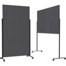 Magnetoplan mobile Moderationstafel VarioPin Black, Hoch-/Querformat, 2-seitig nutzbar, B 1000 x H 1800 mm, Filz/Aluminium, grau/schwarz
