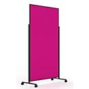 Magnetoplan mobile Moderationstafel VarioPin Black, Hoch-/Querformat, 2-seitig nutzbar, B 1000 x H 1800 mm, Filz/Aluminium, pink/schwarz