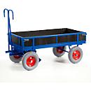 Manual platform trolley, with sides, pneumatic tyres, 1560 x 760 mm