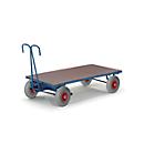 Manual platform trolley, without sides, 1000 x 700 mm, pneumatic castors