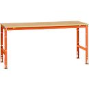 Manuflex Arbeitstisch UNIVERSAL Standard, 2000 x 1000 mm, Multiplex natur, rotorange