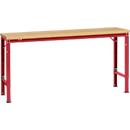 Manuflex basistafel UNIVERSAL Speciaal, 1750 x 800 mm, multiplex natuur, robijnrood