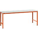 Manuflex basistafel UNIVERSAL Speciaal, 2000 x 1000 mm, melamine lichtgrijs, roodoranje