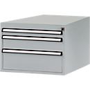 Manuflex onderbouw met schuifladen, voor D 800 mm, aluminium zilver