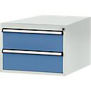 Manuflex onderbouw met schuifladen, voor werkbank Profi diepte 700 mm, lichtgrijs/briljantblauw