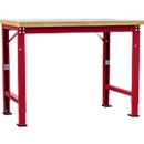 Manuflex werkbank Profi speciaal, tafelblad kunststof, 1250 x 700 mm, robijnrood