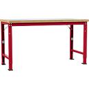 Manuflex werkbank Profi speciaal, tafelblad kunststof, 1750 x 700 mm, robijnrood
