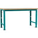 Manuflex Werkbank Profi Spezial, Tischplatte Kunststoff, 1750 x 700 mm, wasserblau