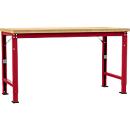 Manuflex Werkbank Profi Spezial, Tischplatte Multiplex, 1750 x 700 mm, rubinrot