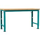 Manuflex Werkbank Profi Spezial, Tischplatte Multiplex, 1750 x 700 mm, wasserblau