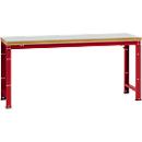 Manuflex werkbank Profi standaard, Tafelblad kunststof B 2000 x D 700, robijnrood