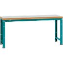 Manuflex werkbank Profi standaard, Tafelblad kunststof B 2000 x D 700, waterblauw