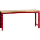 Manuflex werkbank Profi standaard, Tafelblad multiplex B 2000 x D 700, robijnrood