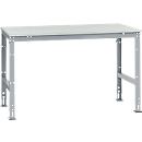 Manuflex werktafel UNIVERSAL Standaard, 1500 x 1000 mm, kunststof lichtgrijs, aluminium zilver