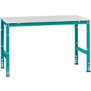 Manuflex werktafel UNIVERSAL Standaard, 1500 x 1000 mm, kunststof lichtgrijs, waterblauw