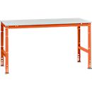 Manuflex werktafel UNIVERSAL Standaard, 1750 x 1000 mm, kunststof lichtgrijs, roodoranje