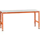 Manuflex werktafel UNIVERSAL Standaard, 2000 x 1000 mm, kunststof lichtgrijs, roodoranje