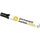 Marcador permanente S. 300, punta redonda, ancho de trazo 1,5-3 mm, resistente al agua, se puede guardar abierto, aluminio y plástico, negro, 1 unidad
