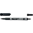 Marqueur permanent Pilot Twin Marker EF/F, noir, 0,4–0,8 mm et 0,8–2,0 mm