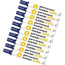 Marqueur permanent S. 300, pointe ogive, largeur de trait 1,5-3 mm, résistant à l'eau, stockage ouvert, aluminium &amp; plastique, bleu, 10 pièces