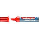 Marqueur pour tableau blanc Edding 365, couleur d'écriture rouge, pointe biseautée, épaisseur de trait 2-7 mm, effaçable à sec, avec capuchon, rechargeable, 10 pièces