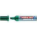 Marqueur pour tableau blanc Edding 365, couleur d'écriture vert, pointe biseautée, épaisseur de trait 2-7 mm, effaçable à sec, avec capuchon, rechargeable, 10 pièces