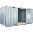 Materiaalcontainer MC 1400, gegalvaniseerd, gemonteerd, met houten bodem