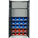 Materiaalkast met 20 open voorraadbakken LF 321, H 1935 mm, lichtgrijs/antracietgrijs