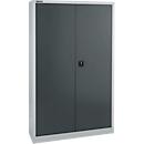 Materiaalkast MS 2412 – vleugeldeuren - staal - B 1200 x D 400 x H 1935 mm - blankaluminium/antracietgrijs – (lege behuizing) - ons merk Schäfer Shop Select