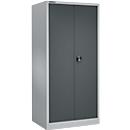 Materiaalkast MS 2509 S – vleugeldeuren - staal - B 950 x D 500 x H 1935 mm - versterkte uitvoering tot 100 kg/plank - met 4 tussenlegborden – cilinderslot – blankaluminium/antraciet - ons merk Schäfer Shop Select