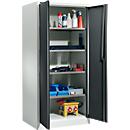 Materiaalkast MS 2509 S – vleugeldeuren - staal - B 950 x D 500 x H 1935 mm - versterkte uitvoering tot 100 kg/plank - met 4 tussenlegborden – cilinderslot – lichtgrijs/antraciet - ons merk Schäfer Shop Select