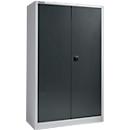Materiaalkast MS 2512 S – vleugeldeuren - staal - B 1200 x D 500 x H 1935 mm - versterkte uitvoering tot 100 kg/plank - met 4 tussenlegborden – cilinderslot – blankaluminium/antracietgrijs - ons merk Schäfer Shop Select