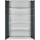 Materiaalkast MS 2512 S – vleugeldeuren - staal - B 1200 x D 500 x H 1935 mm - versterkte uitvoering tot 100 kg/plank - met 4 tussenlegborden – cilinderslot – lichtgrijs/antracietgrijs - ons merk Schäfer Shop Select
