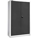 Materiaalkast MS 2512 – vleugeldeuren - staal - B 1200 x D 500 x H 1935 mm – met 4 tussenlegborden - cilinderslot - lichtgrijs/antracietgrijs - ons merk Schäfer Shop Select