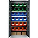 Materiaalkast MSI 2409, met 24 bakken LF 322, 6 legplanken, B 950 x D 400 x H 1935 mm, staal, blank aluminium/antracietgrijs