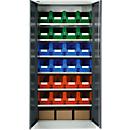 Materiaalkast MSI 2409, met 24 bakken LF 322, 6 legplanken, B 950 x D 400 x H 1935 mm, staal, lichtgrijs/antracietgrijs