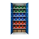 Materiaalkast MSI 2409, met 24 bakken, lichtgrijs/gentiaanblauw 