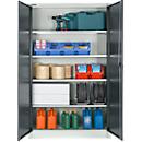 Materiaalkast - stalen - afsluitbaar - 5 OH - B 1200 x D 400 x H 1935 mm - 4 verzinkte legborden - lichtgrijs/antracietgrijs - ons merk Schäfer Shop Select