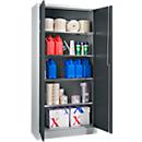 Materiaalkast - stalen - afsluitbaar - 5 OH - B 800 x D 400 x H 1935 mm - 4 verzinkte legborden – blank aluminiumkleurig/antracietgrijs - ons merk Schäfer Shop Select