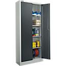 Materiaalkast - stalen - afsluitbaar - 5 OH - B 800 x D 400 x H 1935 mm - 4 verzinkte legborden - lichtgrijs/antracietgrijs - ons merk Schäfer Shop Select