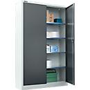 Materiaalkast - stalen - afsluitbaar - 5 OH - B 950 x D 400 x H 1935 mm - 4 verzinkte legborden – blank aluminiumkleurig/antracietgrijs - ons merk Schäfer Shop Select