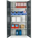 Materiaalkast - stalen - afsluitbaar - 5 OH - B 950 x D 400 x H 1935 mm - 4 verzinkte legborden - lichtgrijs/antracietgrijs - ons merk Schäfer Shop Select