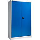 Materiaalkast – vleugeldeuren - staal - B 1200 x D 400 x H 1935 mm - met 4 tussenlegborden - afsluitbaar - lichtgrijs RAL 7035/gentiaanblauw RAL 5010 - ons merk Schäfer Shop Pure