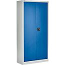 Materiaalkast – vleugeldeuren - staal - B 950 x D 400 x H 1935 mm - met 4 tussenlegborden - afsluitbaar - lichtgrijs RAL 7035/gentiaanblauw RAL 5010 - ons merk Schäfer Shop Pure