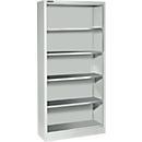 Materiaalkast zonder deur AS 2408 - staal - B 800 x D 400 x H 1935 mm - met 4 tussenlegborden – blankaluminium - ons merk Schäfer Shop Select