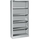 Materiaalkast zonder deur AS 2408 - staal - B 800 x D 400 x H 1935 mm - met 4 tussenlegborden – blankaluminium - ons merk Schäfer Shop Select