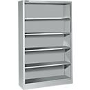Materiaalkast zonder deur AS 2412 - staal - B 1200 x D 400 x H 1935 mm - met 4 tussenlegborden – blankaluminium - ons merk Schäfer Shop Select