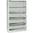 Materiaalkast zonder deur AS 2412 - staal - B 1200 x D 400 x H 1935 mm - met 4 tussenlegborden – lichtgrijs - ons merk Schäfer Shop Select