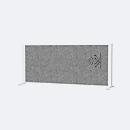 MAUL akoestische tafelafscheiding MAULconnecto, poten, B 1200 x D 40 x H 500 mm, akoestisch vlies/aluminium/staal, vlies donkergrijs/profiel wit