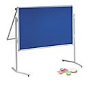 MAUL presentation board Pro, foldable, textile/whiteboard, blue + presentation card set with 360 cards and 200 pin needles